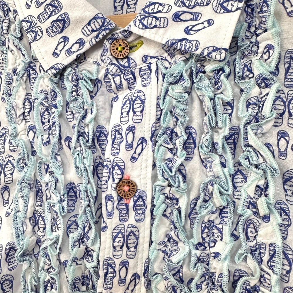 El Tuggle Flip Flop Wedding Shirt XL Beach White Amalfi Coast Resortwear Camp - Picture 4 of 10